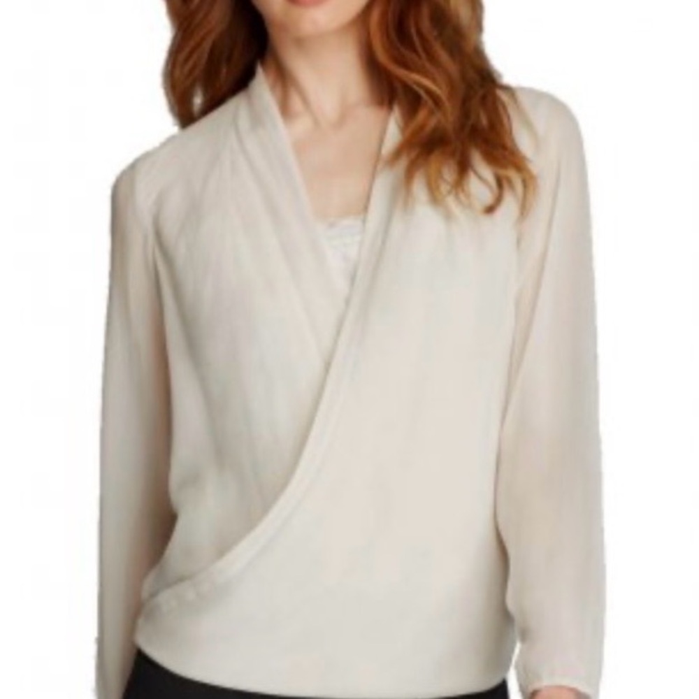 NWOT Eileen Fisher Natural Silk Front Drape  Top XS